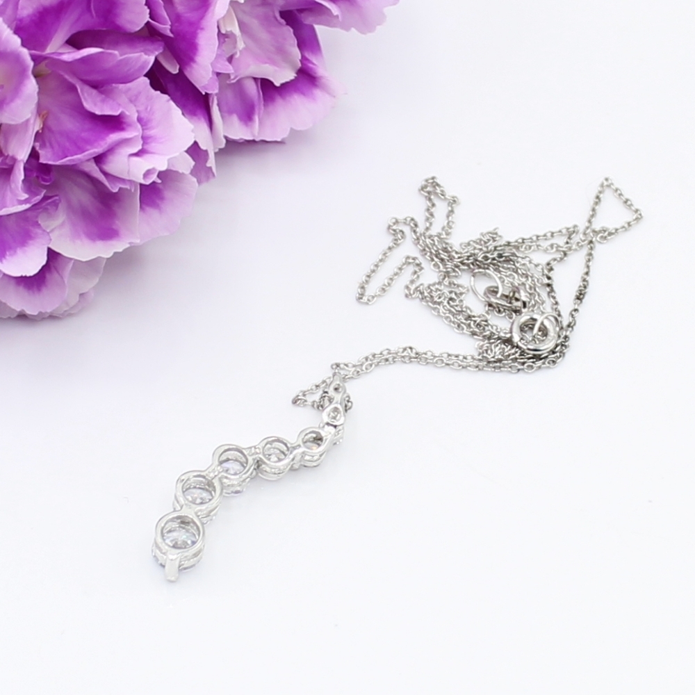 Sterling Silver CZ journey necklace - Picture 2 of 7